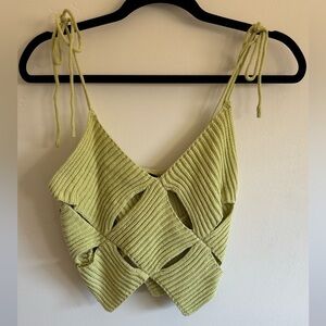 Blue Blush Knit Cutout Crop Top | Tie Shoulder Sweater Tank Y2K Aesthetic